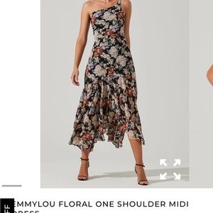 EMMYLOU FLORAL ONE SHOULDER MIDI DRESS